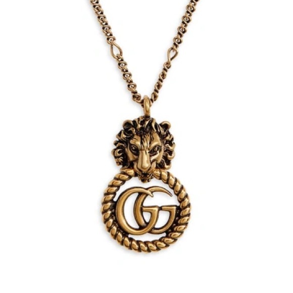AUTHENTIC Gucci Gold Double G Lionhead Necklace - Picture 4 of 7